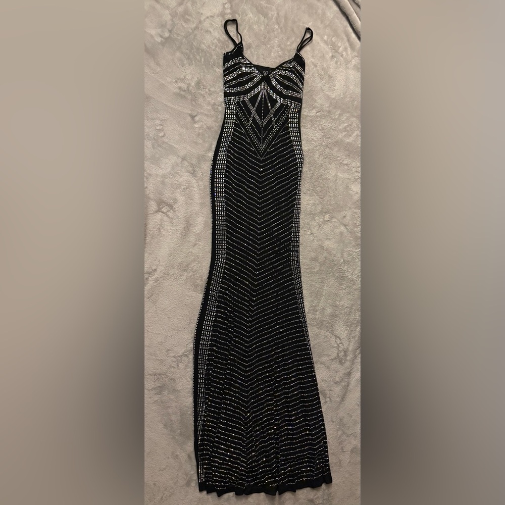 Windsor Black Prom Dress with Silver Detailing